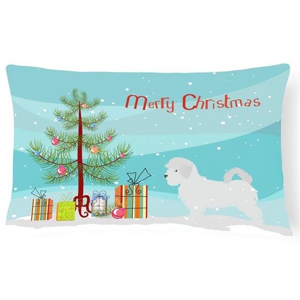 Carolines Treasures Carolines Treasures BB2954PW1216 Maltese Merry Christmas Tree Canvas Fabric Decorative Pillow BB2954PW1216